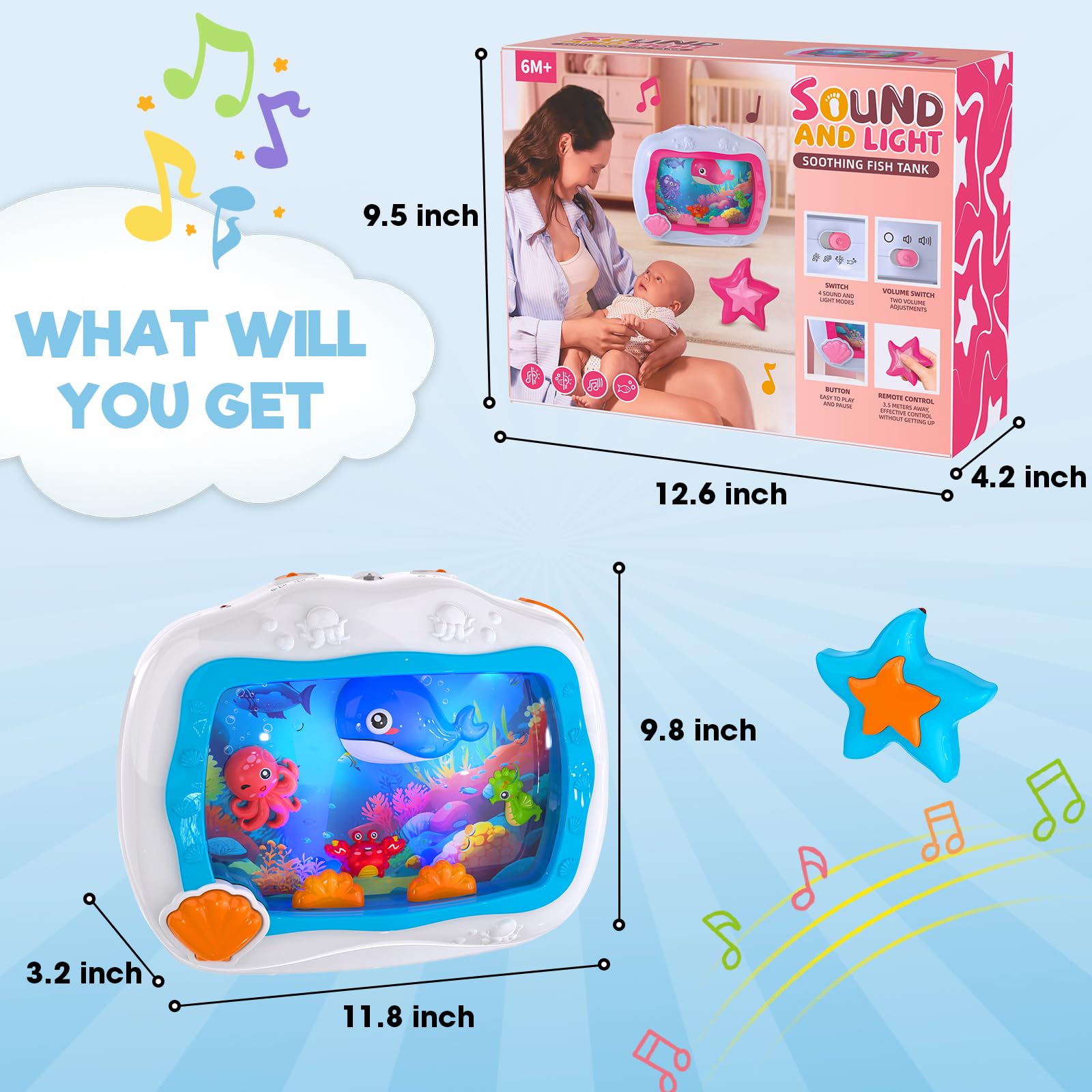 Cheffun Baby Aquarium Toy nightstand setup for easy access during night feeds