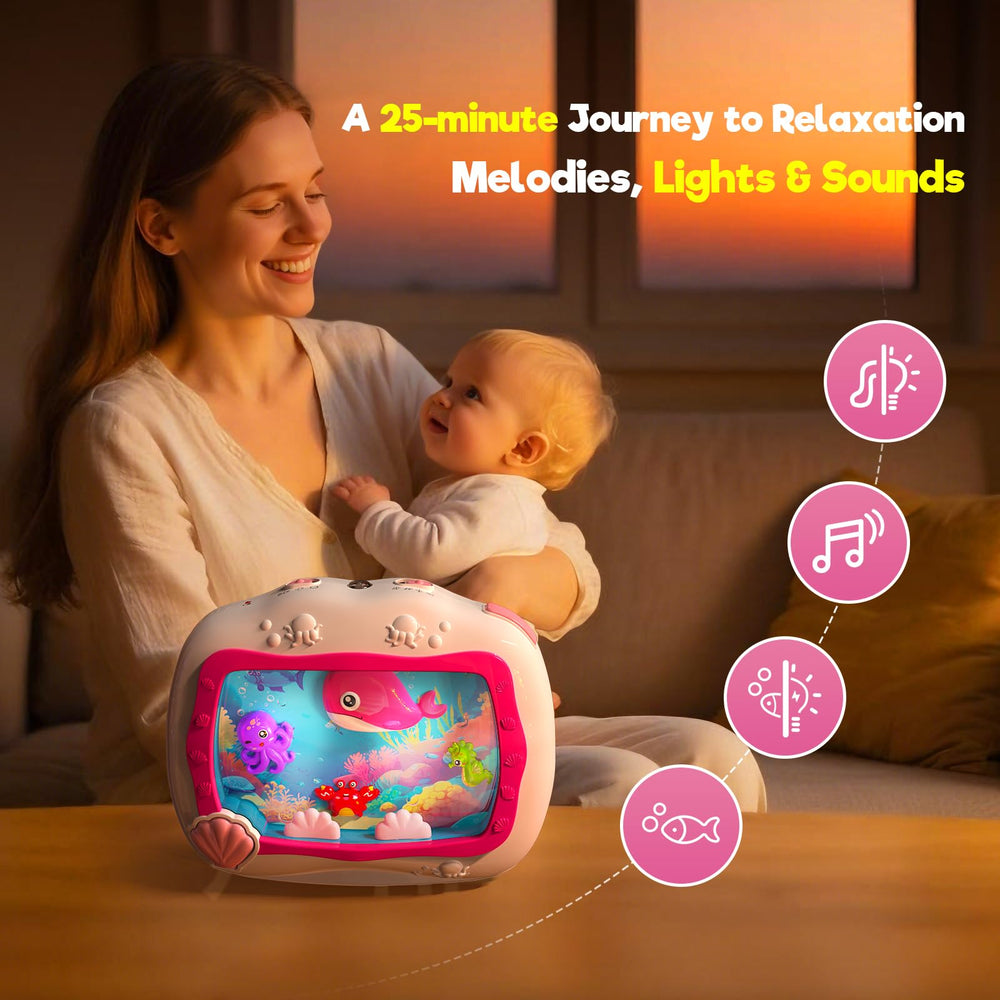 Cheffun baby aquarium toy pink travel strap supports crib and car seat
