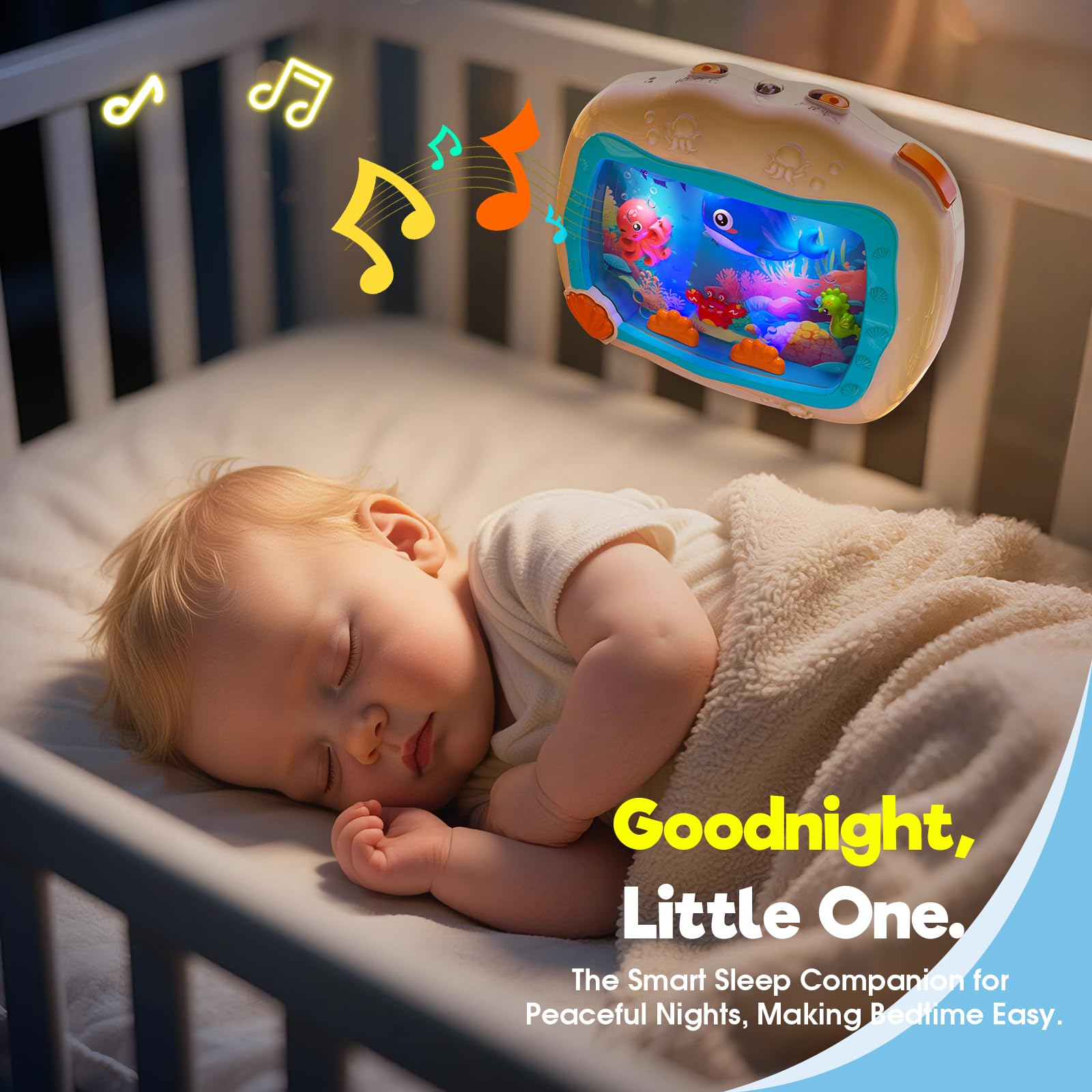 Cheffun Baby Aquarium Toy emits gentle light for peaceful night-time changes