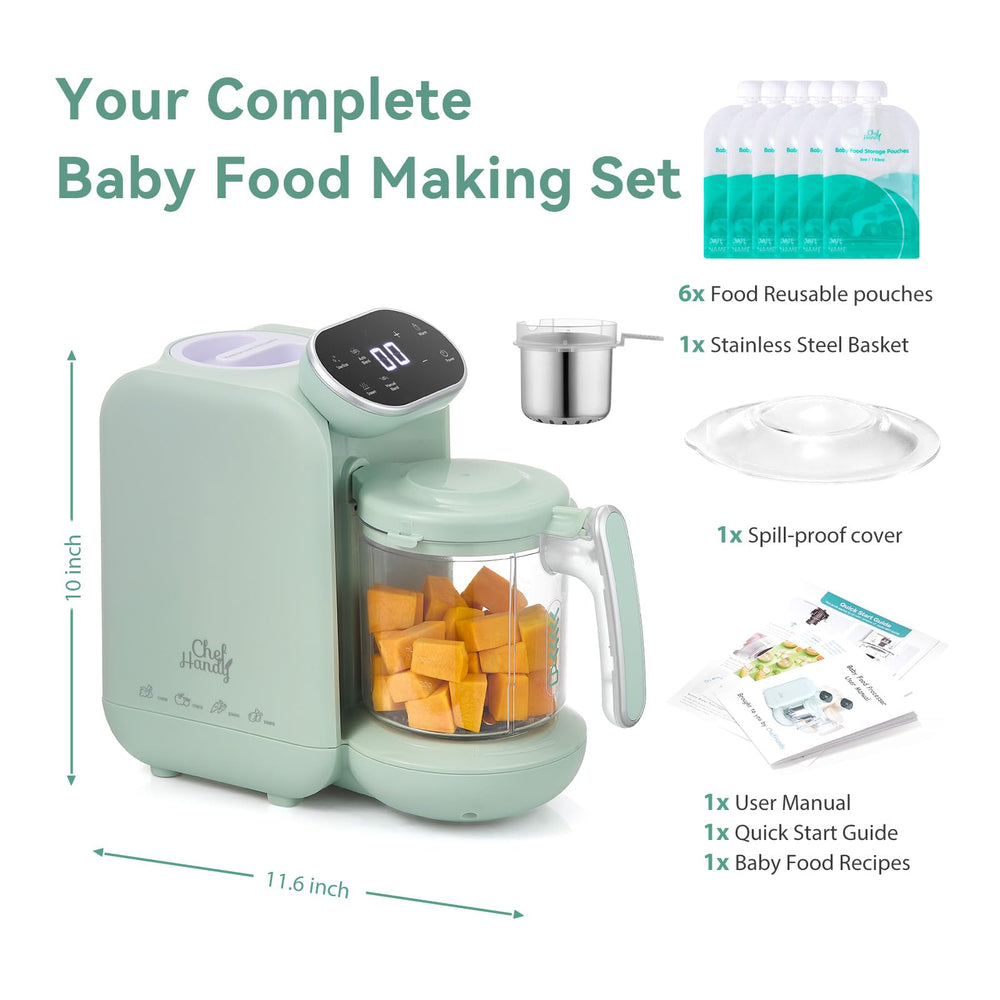 Chefhandy Baby Food Maker bottle warmer feature speeds up nighttime feedings.