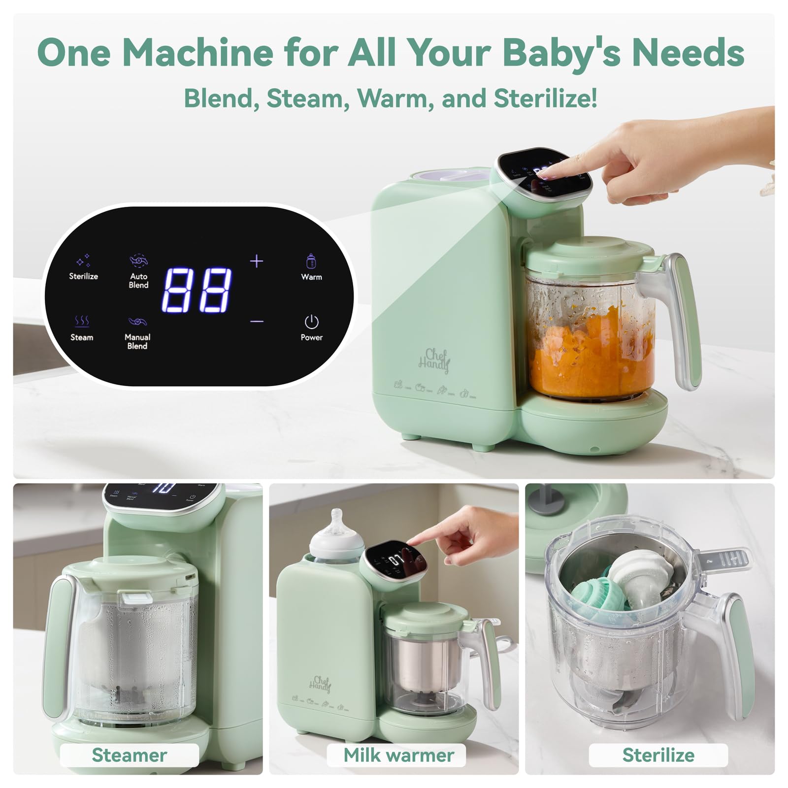 Chefhandy Baby Food Maker detachable blade ready for easy cleaning and silky purees.