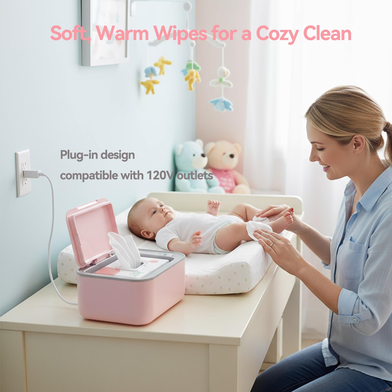 Chefhandy baby wipe warmer with lid open demonstrates large capacity and quick access.