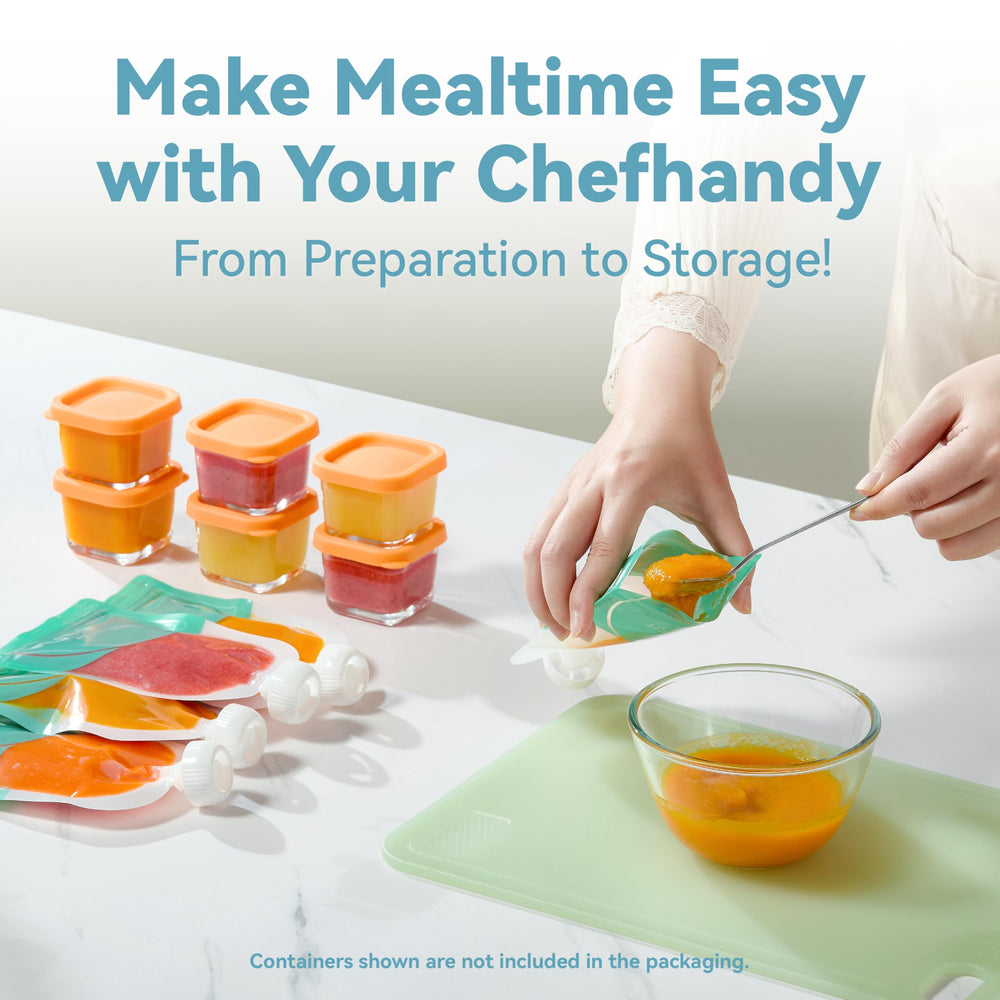 Chefhandy white-blue unit on a counter, highlighting easy-to-clean surface.