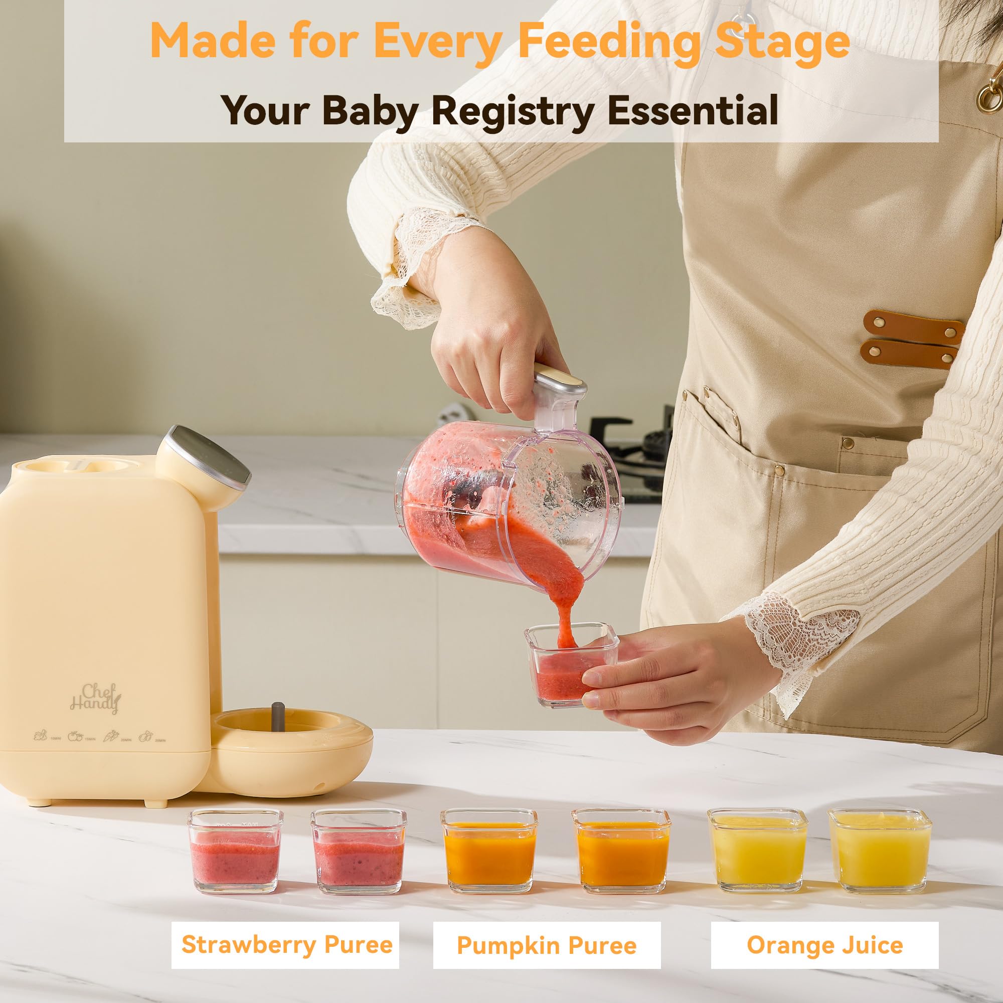 Chefhandy six baby food pouches included for organized feeding.