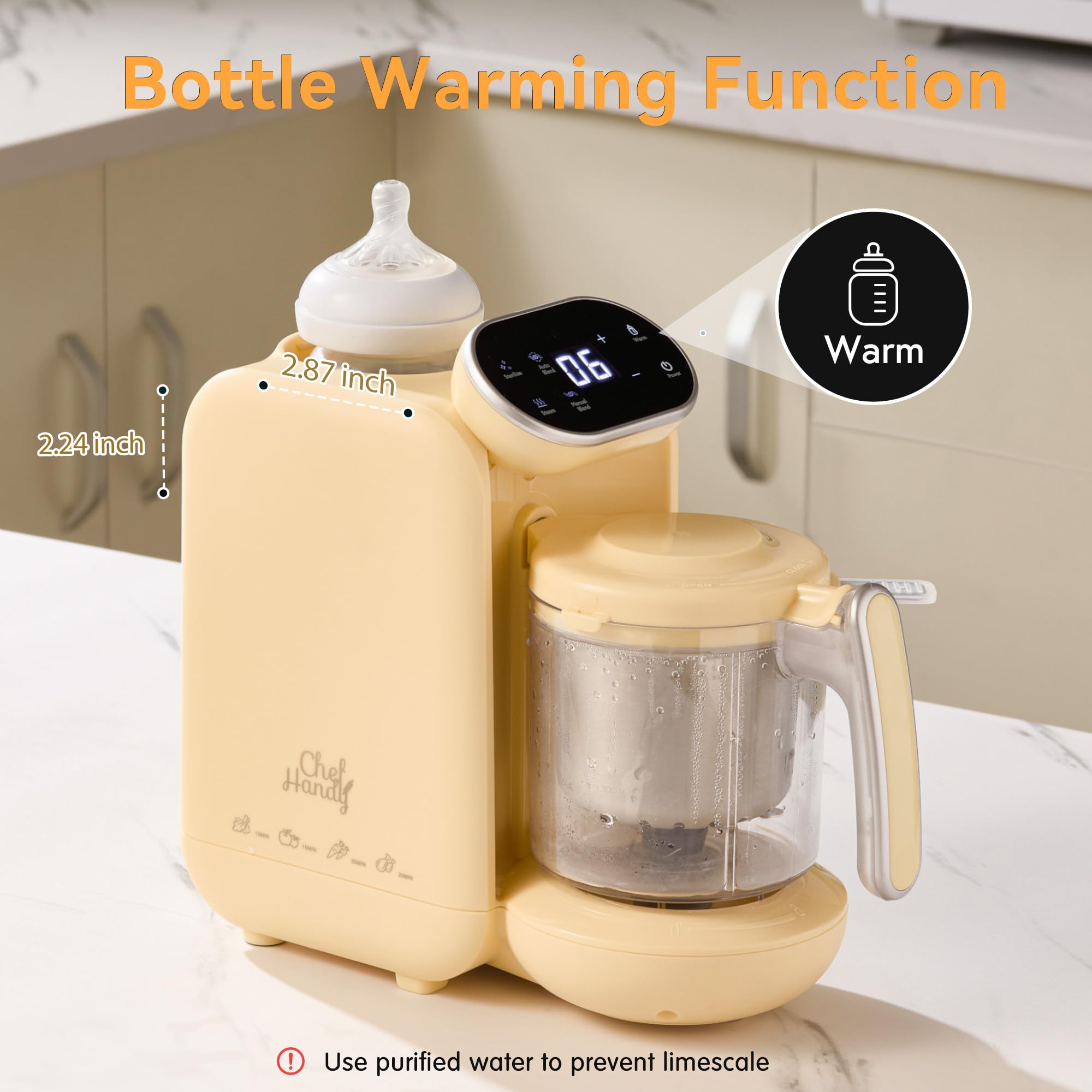 Chefhandy sterilize bottle warmer feature in action for quick feeds.