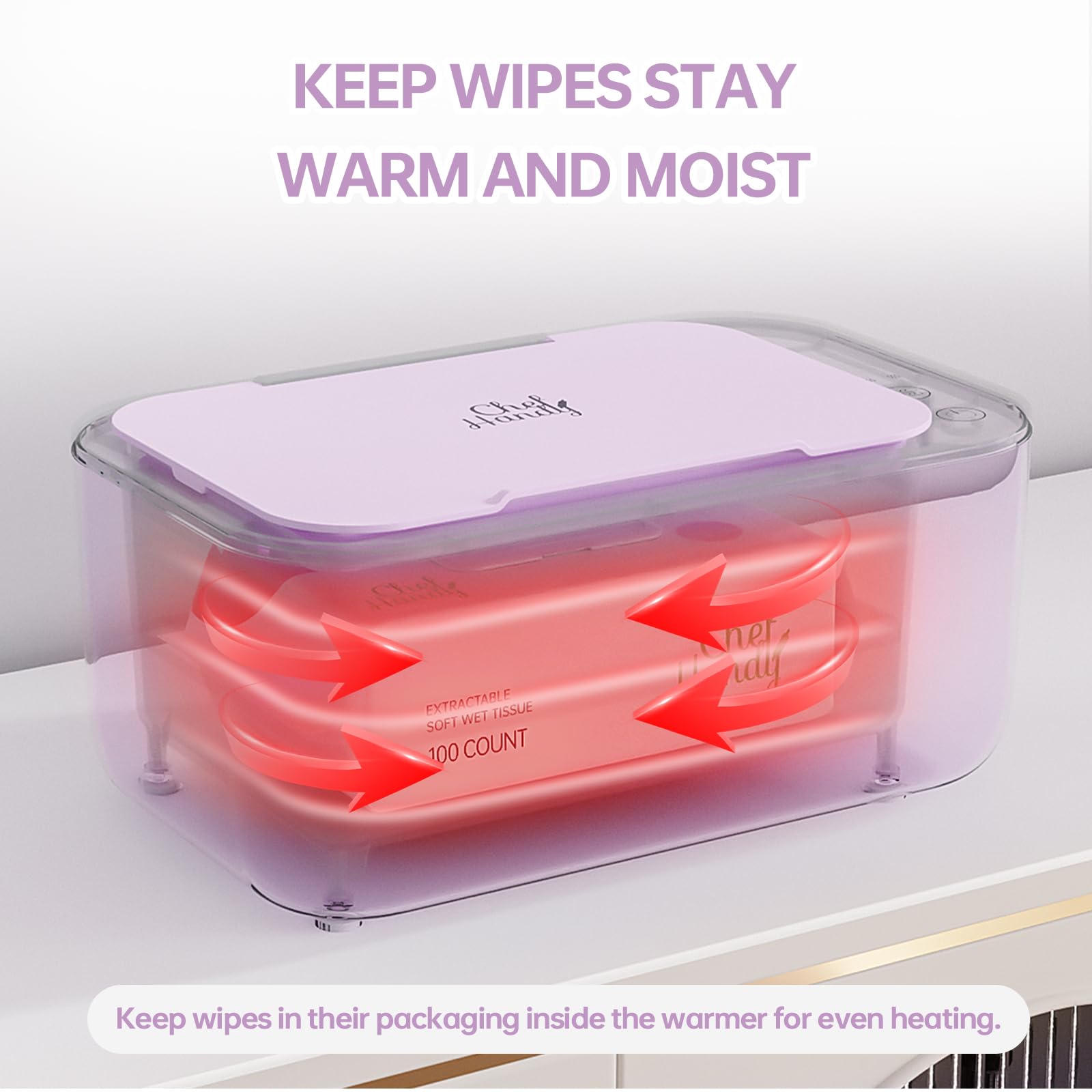 Chefhandy wipe warmer maintains constant temperature for ready warmth