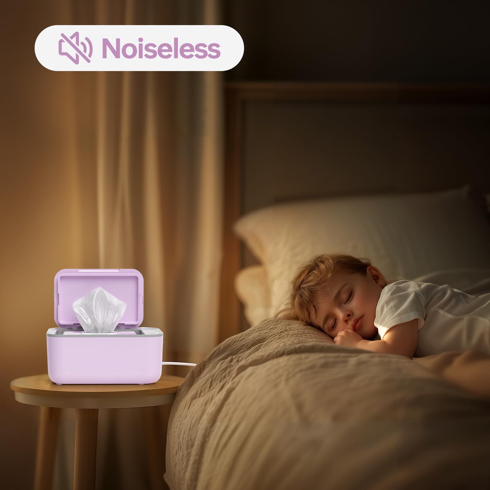 Chefhandy wipe warmer purple finish complements nursery decor while warming wipes