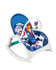 Chekki's infant-to-toddler rocker with dinner tray offers meal-time convenience.