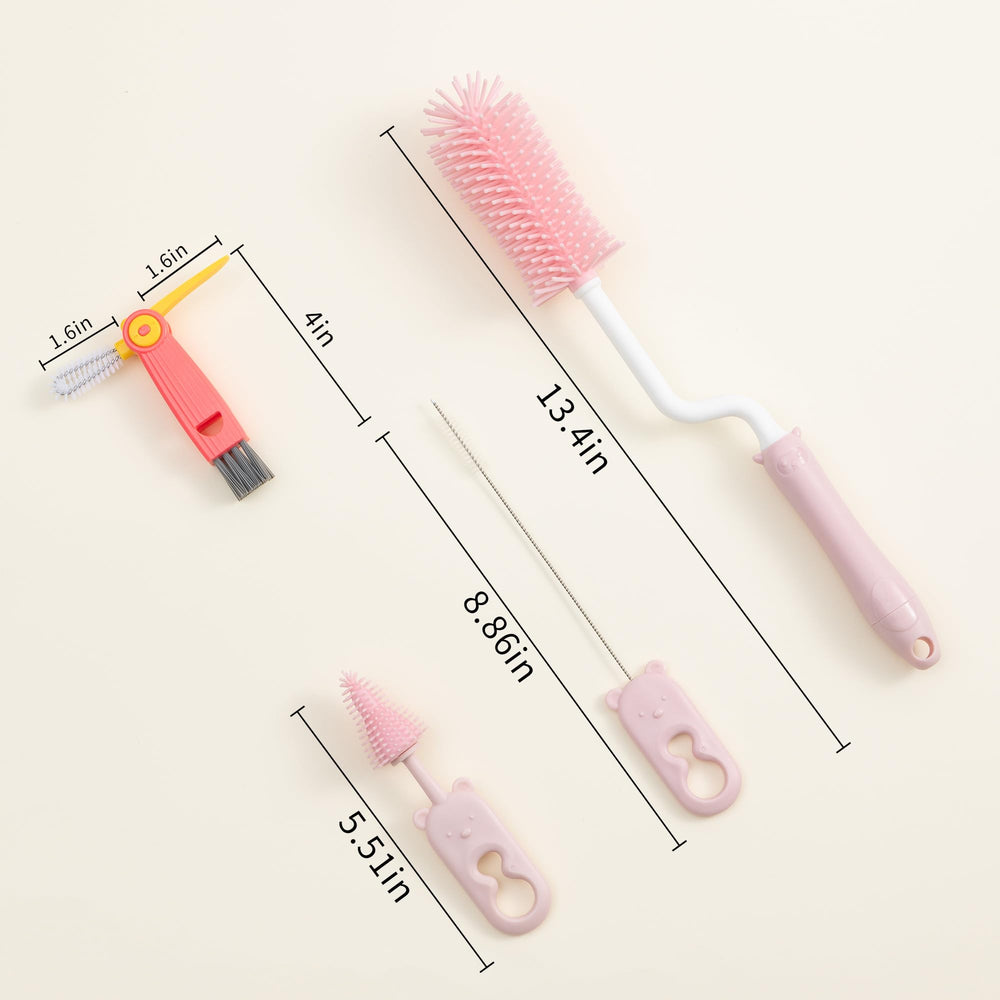 Chemimoso baby bottle brush in silicone set for gentle bottle cleaning.
