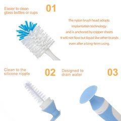 Chemimoso nipple brush on base cleans silicone nipples and cap crevices