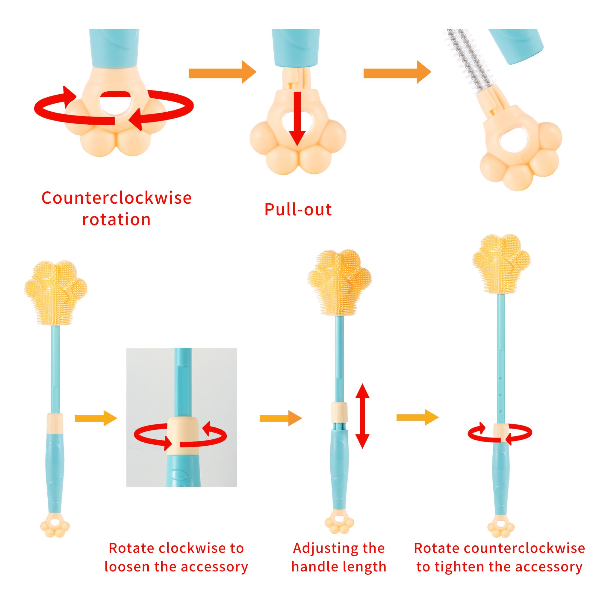 Chemimoso nipple pacifier brush extension reaching small parts