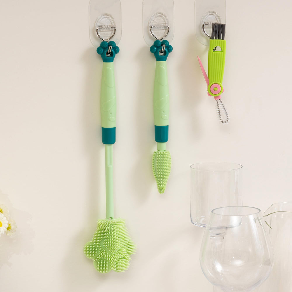 Chemimoso Pawprint silicone bottle brush clean crevices with Y-shaped bottom design