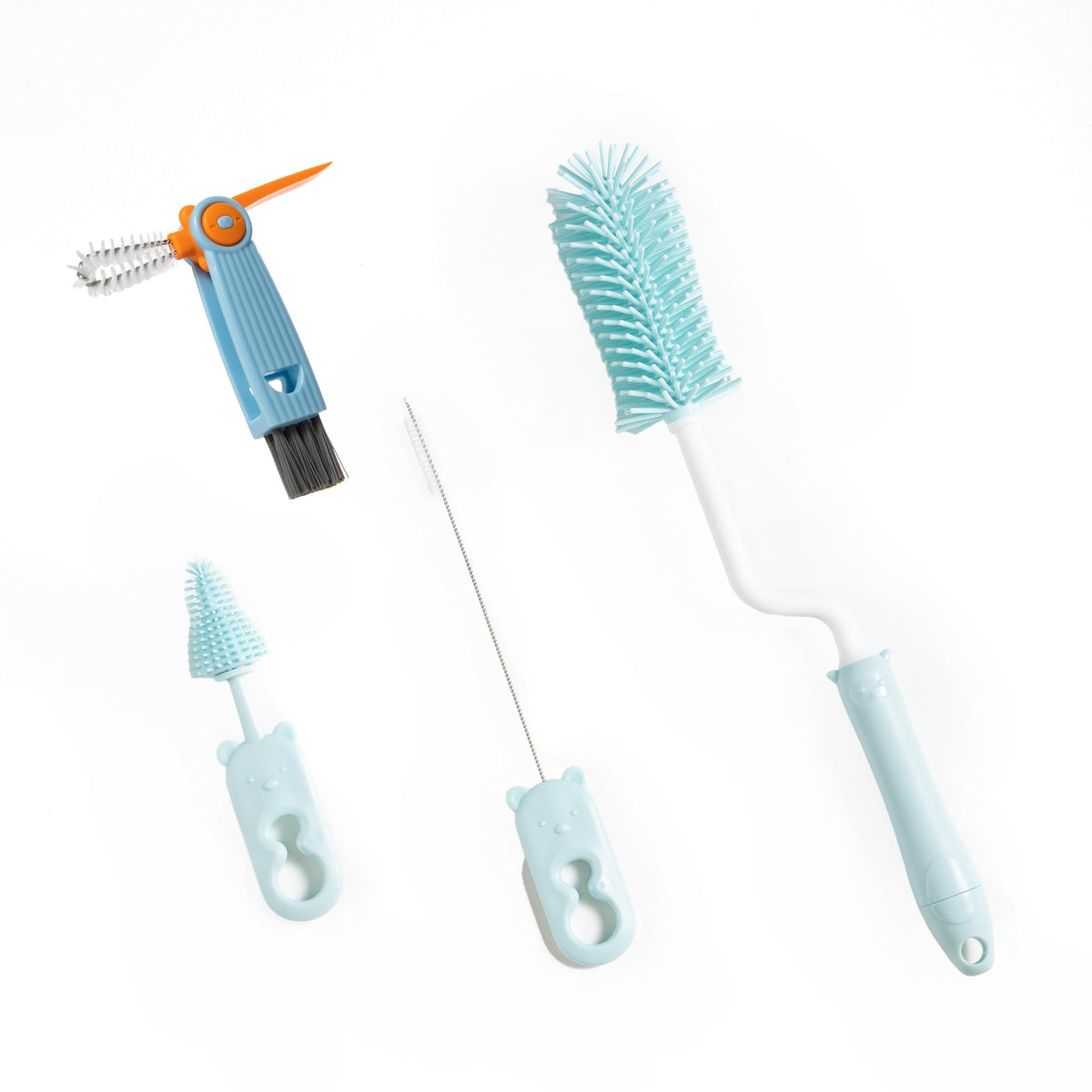 Chemimoso silicone bottle brush with long handle for hard-to-reach bottle interiors.