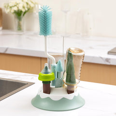 Chemimoso spinning silicone baby bottle brush demonstrates flexible cleaning reach
