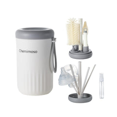 Chemimoso travel silicone bottle brush set for on-the-go cleaning of baby bottles.