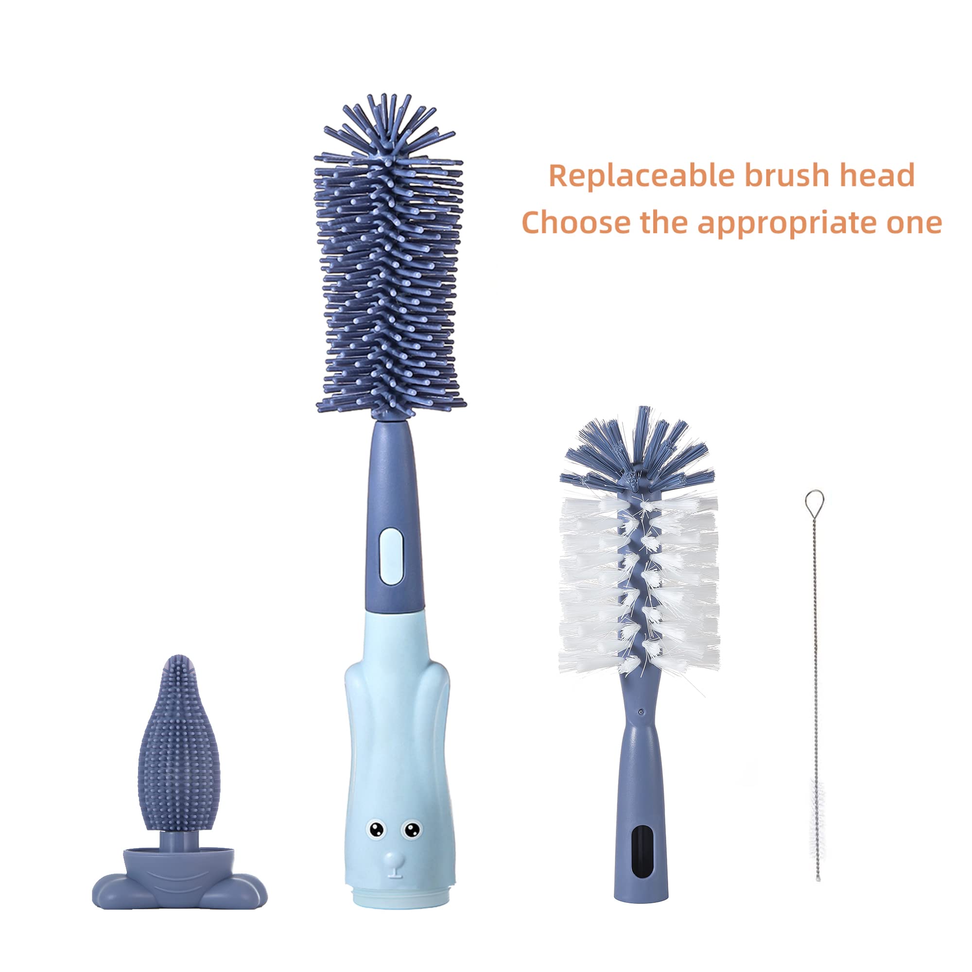 Chemimoso baby bottle brush silicone-head for gentle bottle and nipple cleaning