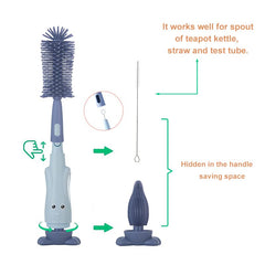 Chemimoso bottle brush cleaner set with interchangeable heads for versatile cleaning tasks