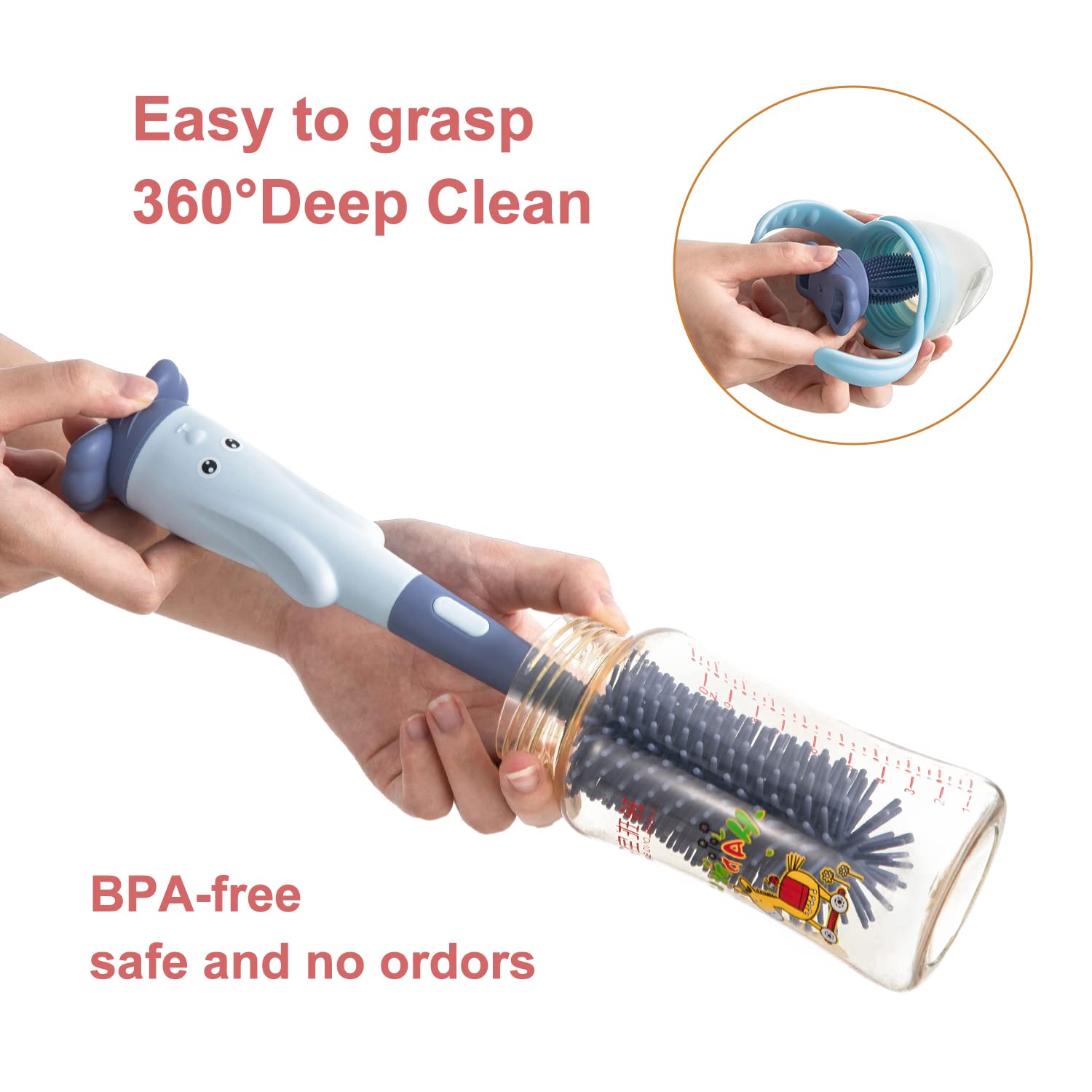Chemimoso straw brush for teapots and spouts, precise scrubbing
