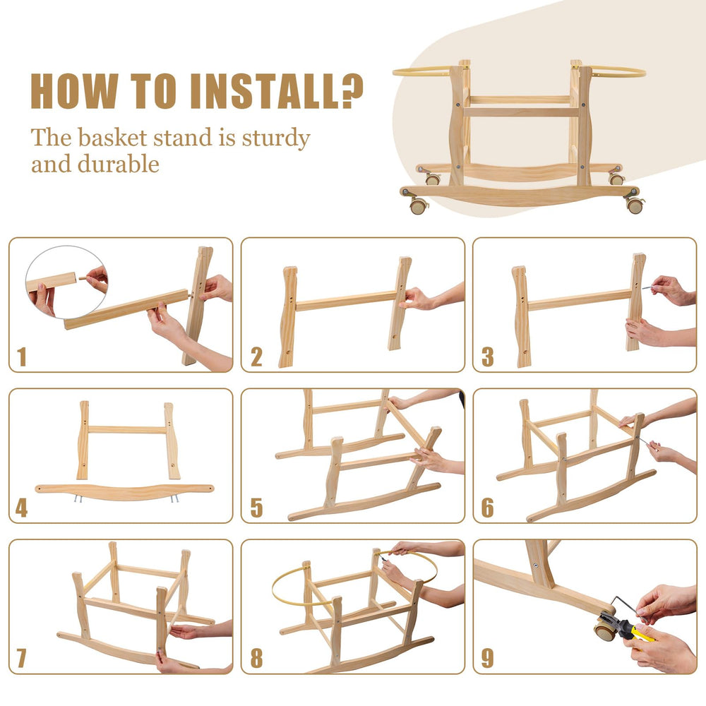 ChengFu Moses Basket Stand assembly is quick and easy for busy parents.
