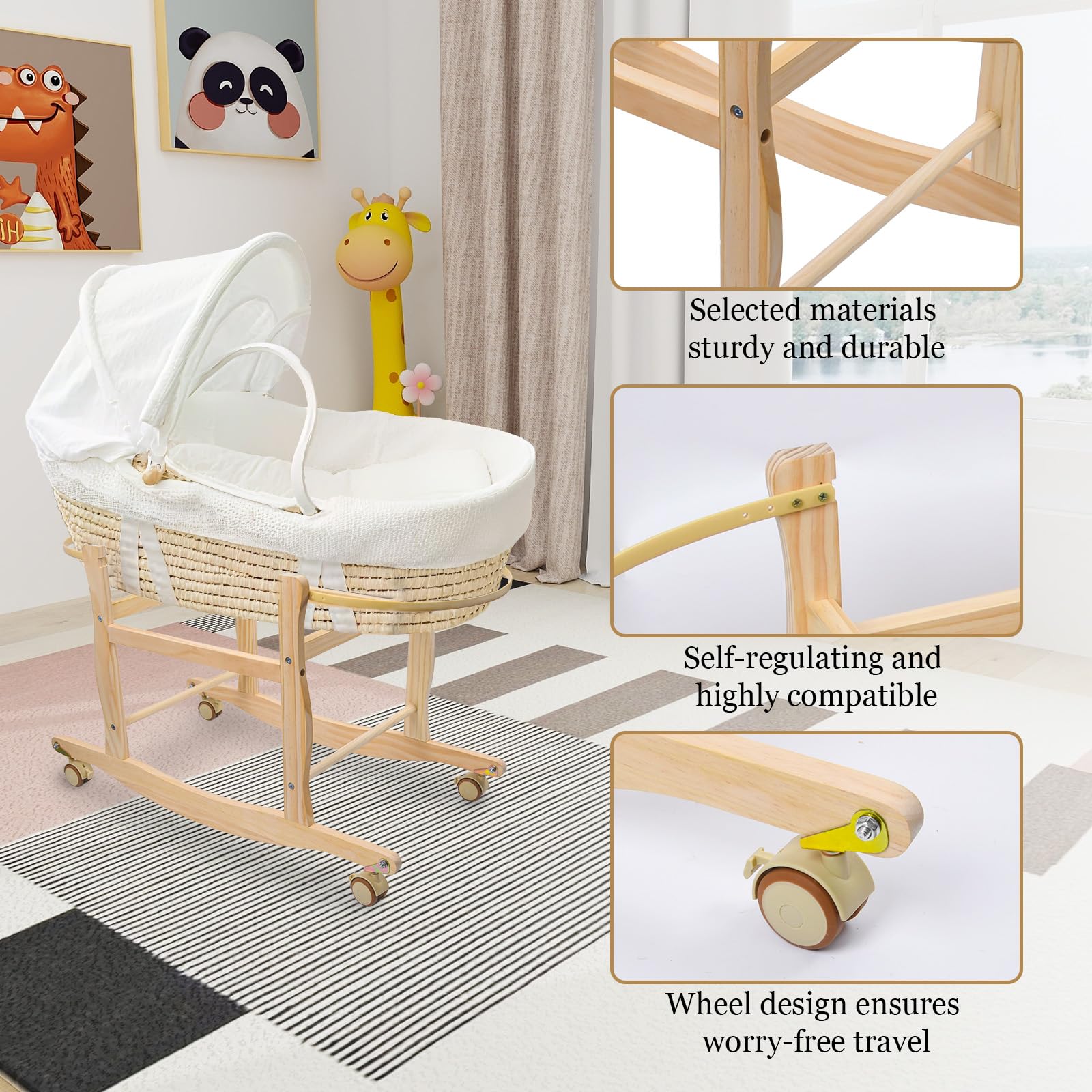 ChengFu Moses Basket Stand folded-storage option keeps baby gear tidy.
