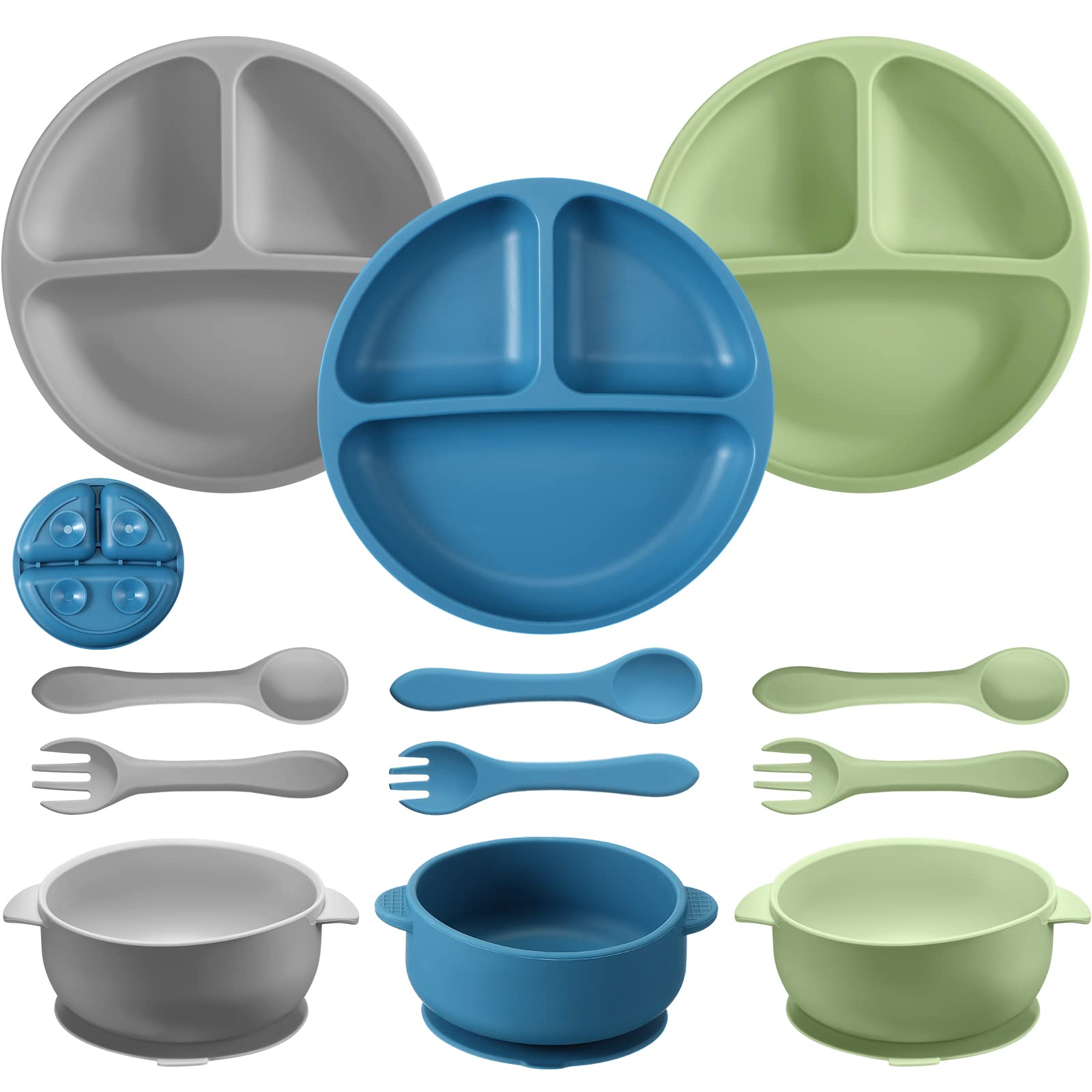 CHENGU silicone suction set package ready for baby meals, mess-free potential