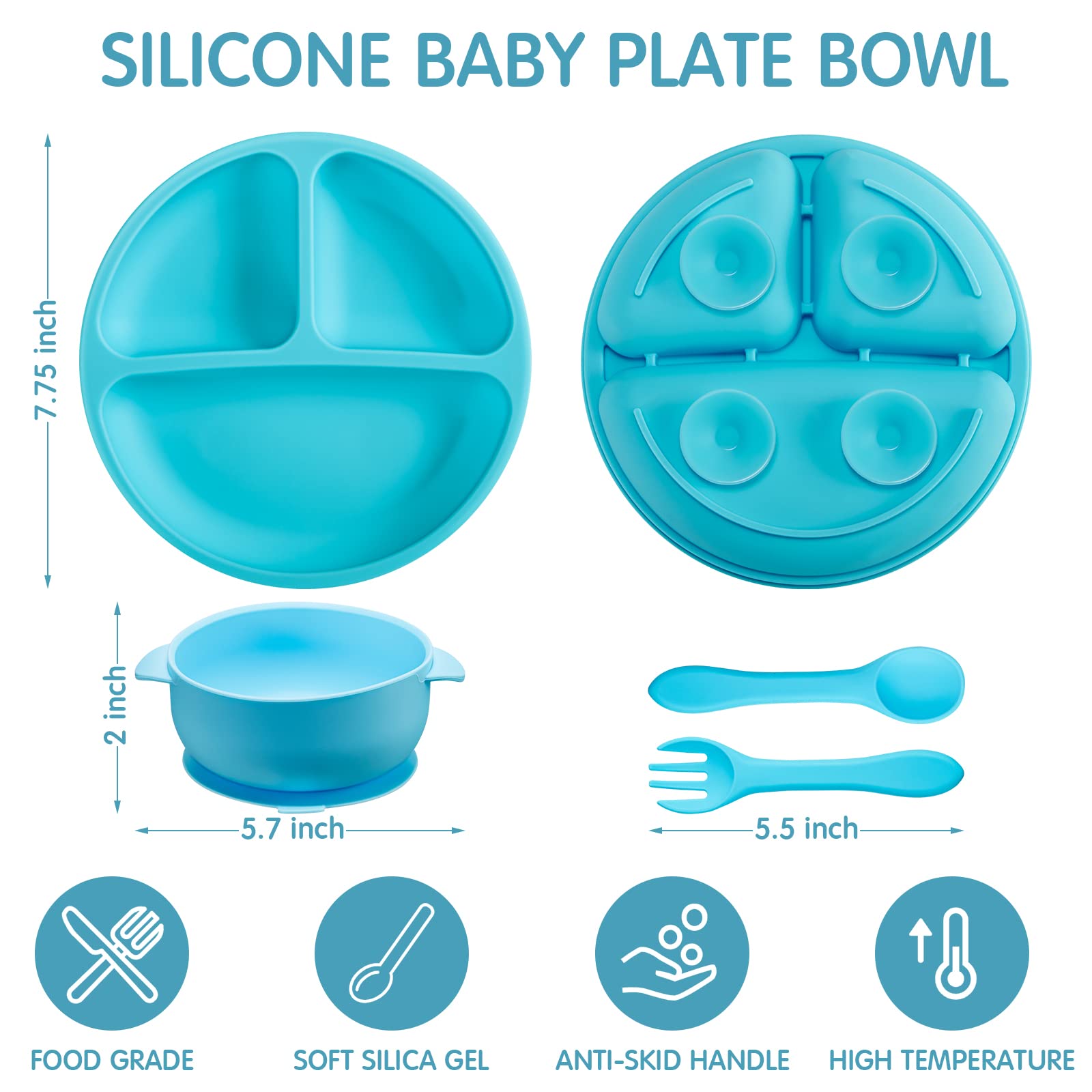 CHENGU suction plates with dividers demonstrating organized portions