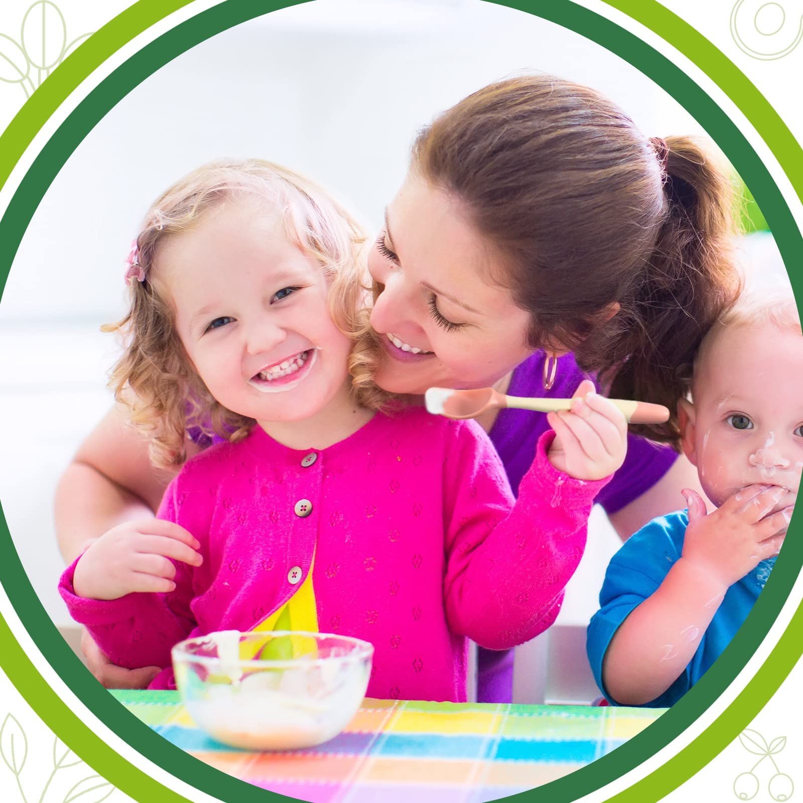 CHENGU color-variety set in green, pink, yellow for playful mealtimes
