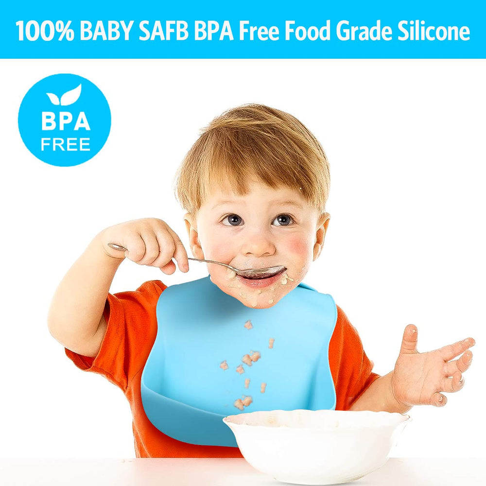 ChenYuTe blue bib designed for toddlers 6-72 months during mealtime