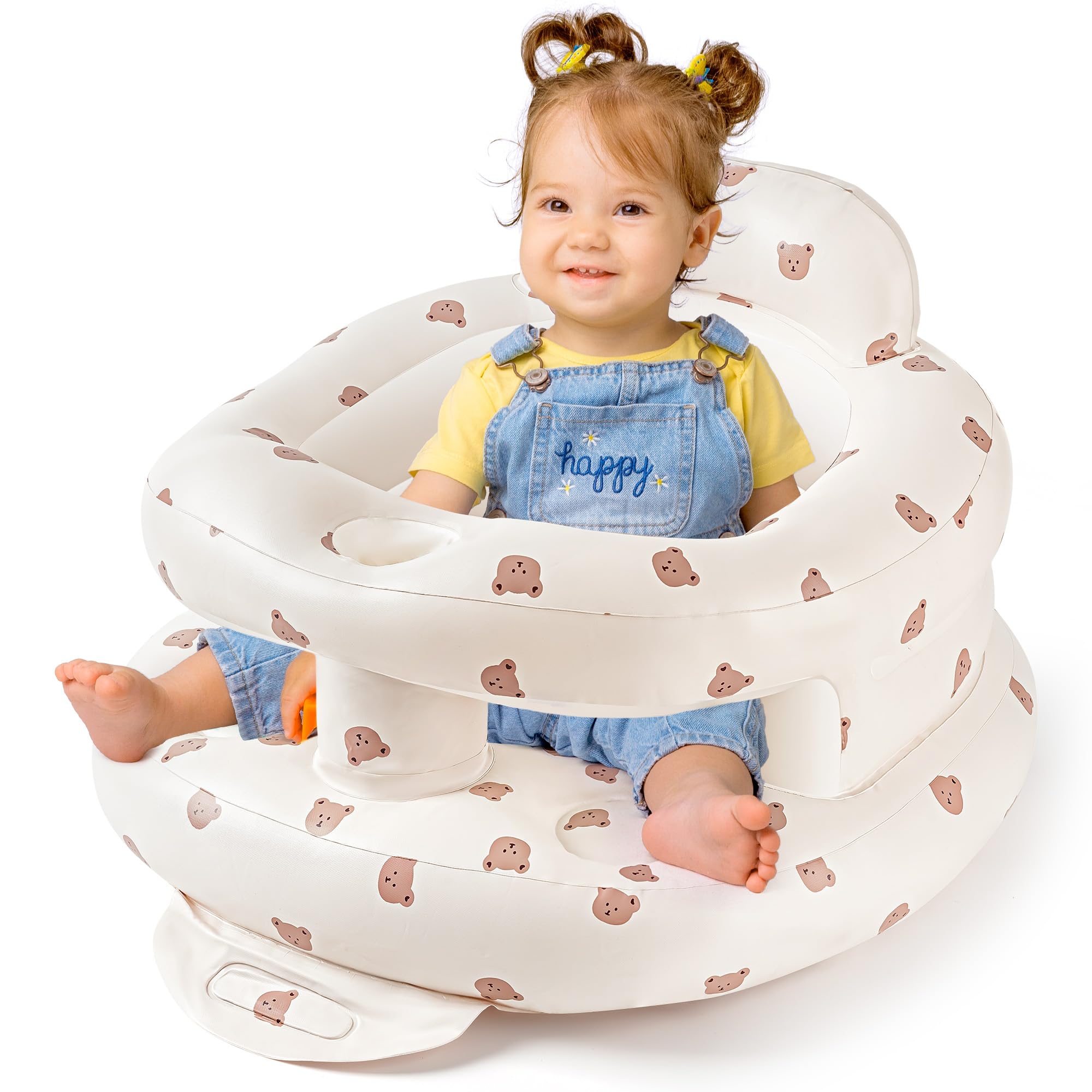 CHEPULA Bear-Large inflatable baby seat front view with secure seating for feeding and play on the go