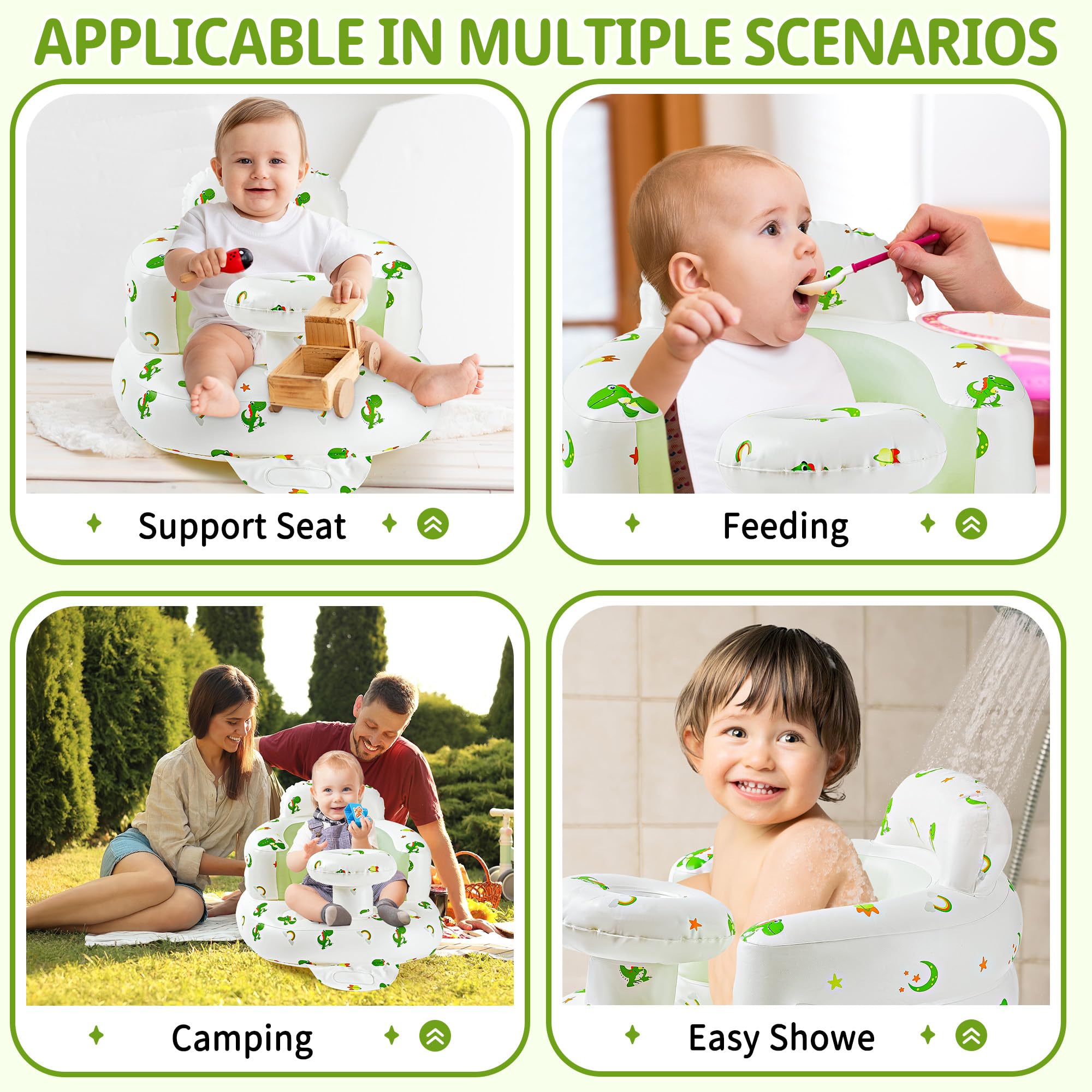 CHEPULA inflatable baby seat built in pump for quick setup.