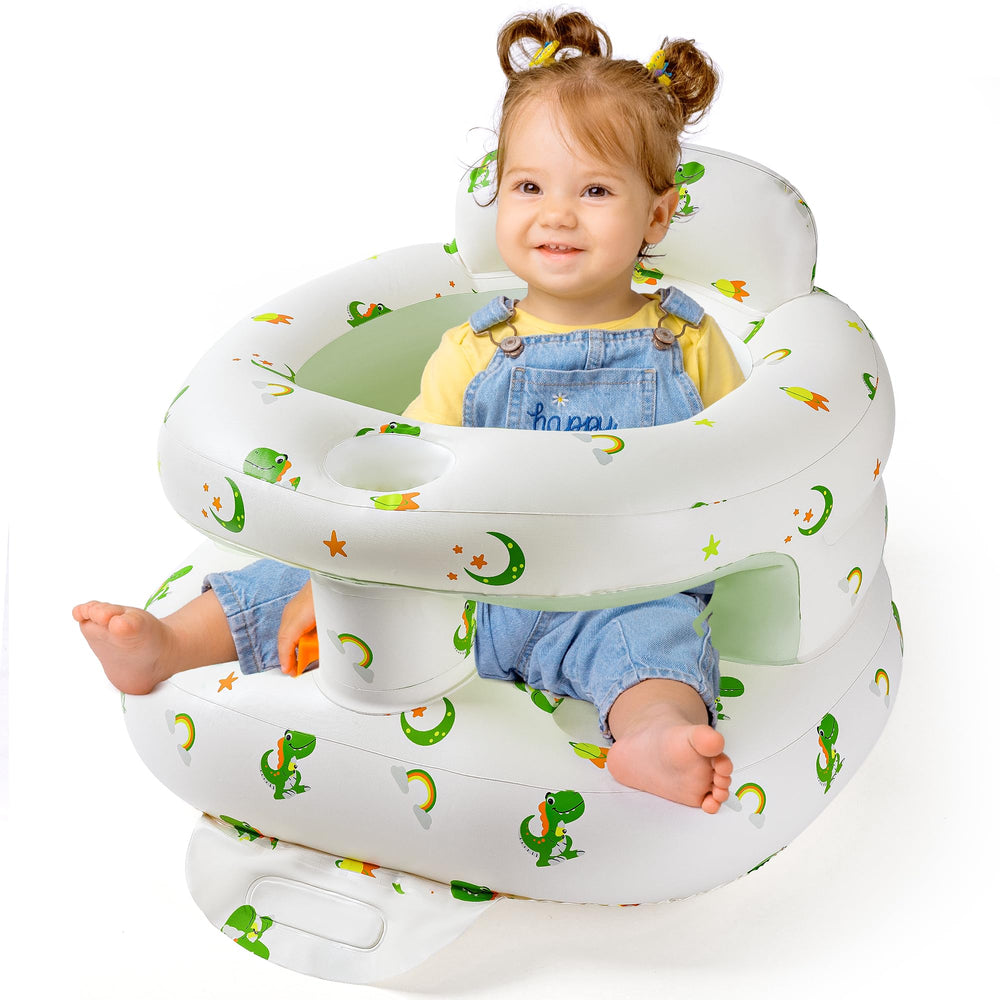 CHEPULA inflatable baby seat with full enclosure provides secure setup for learning to sit.
