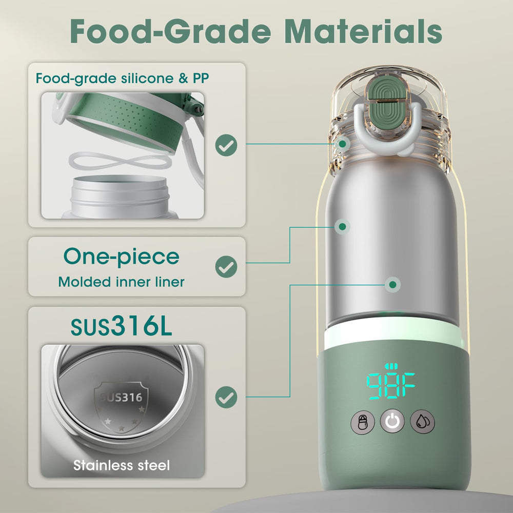 Cheri Baby bottle warmer with 12oz capacity for larger feeds on the go.