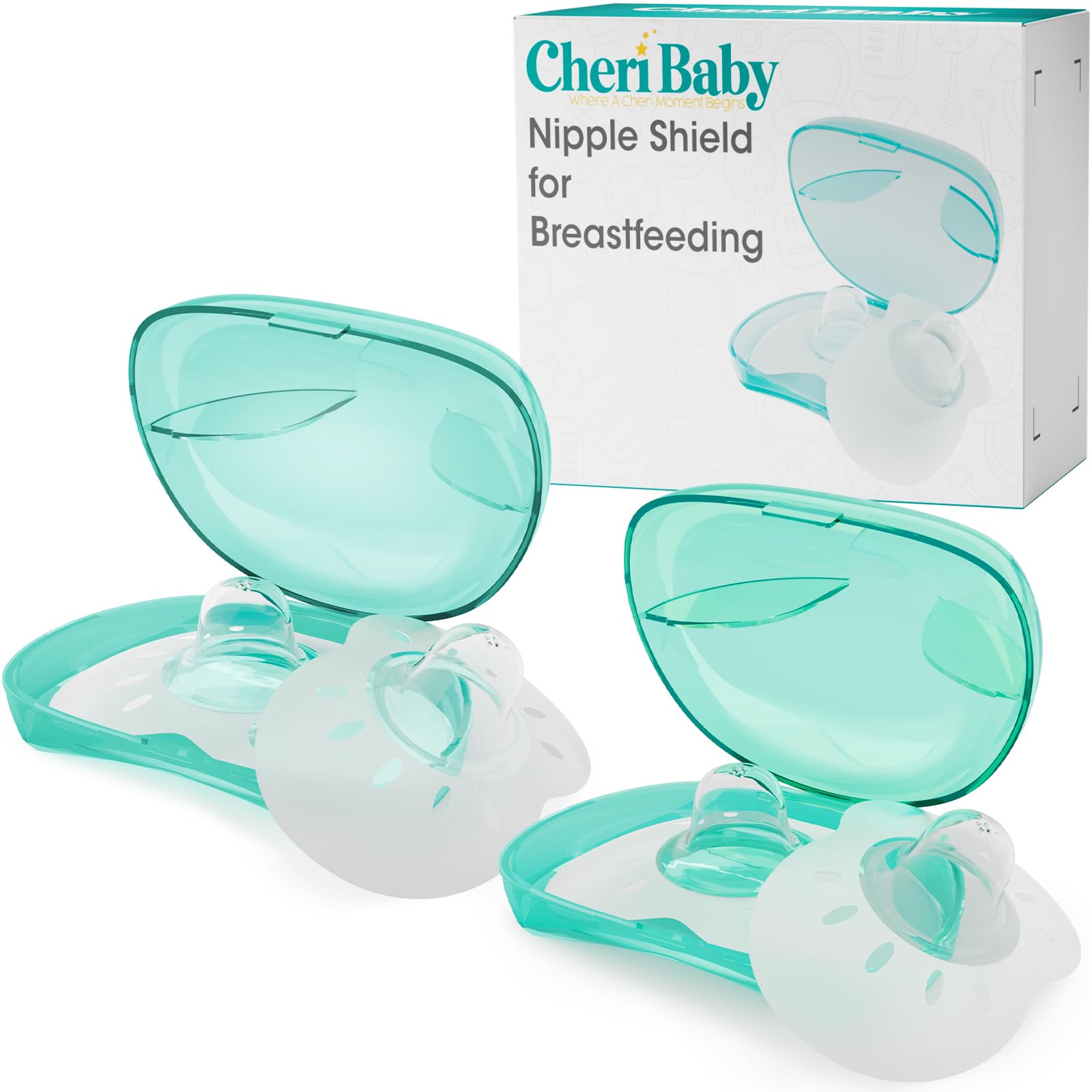 Cheri Baby nipple shields two-pack with case for easy on-the-go support