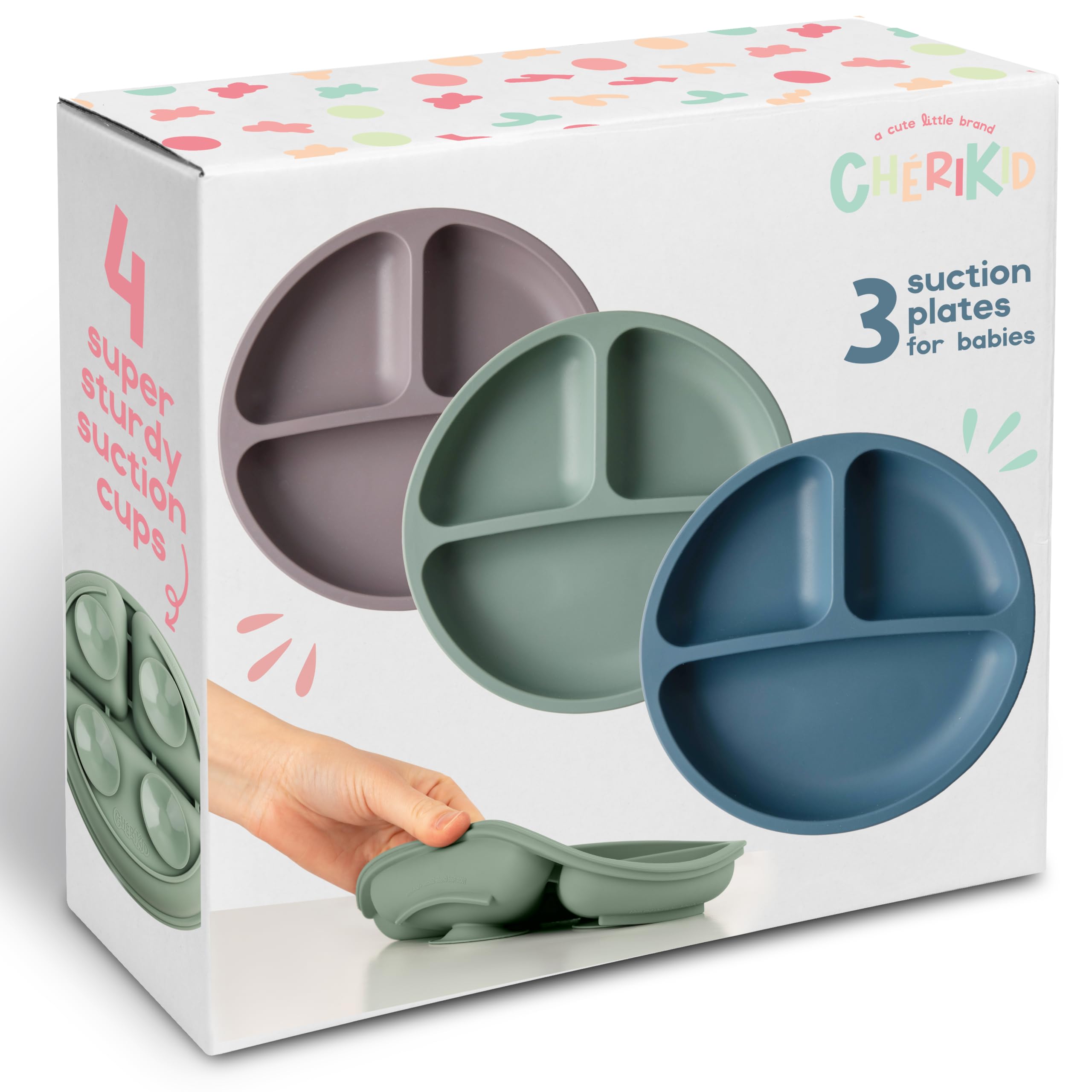 ChériKid suction plates close-up show a strong grip for stable meals.