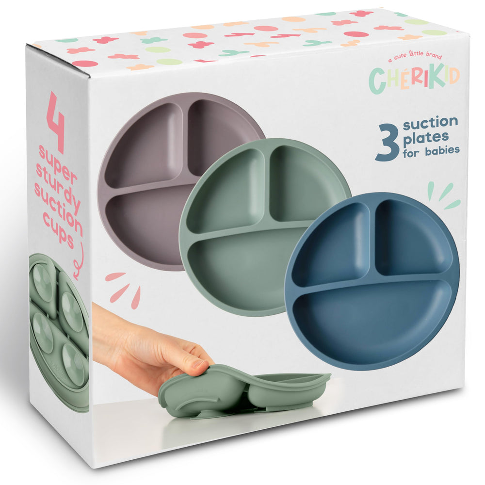 ChériKid suction plates close-up show a strong grip for stable meals.