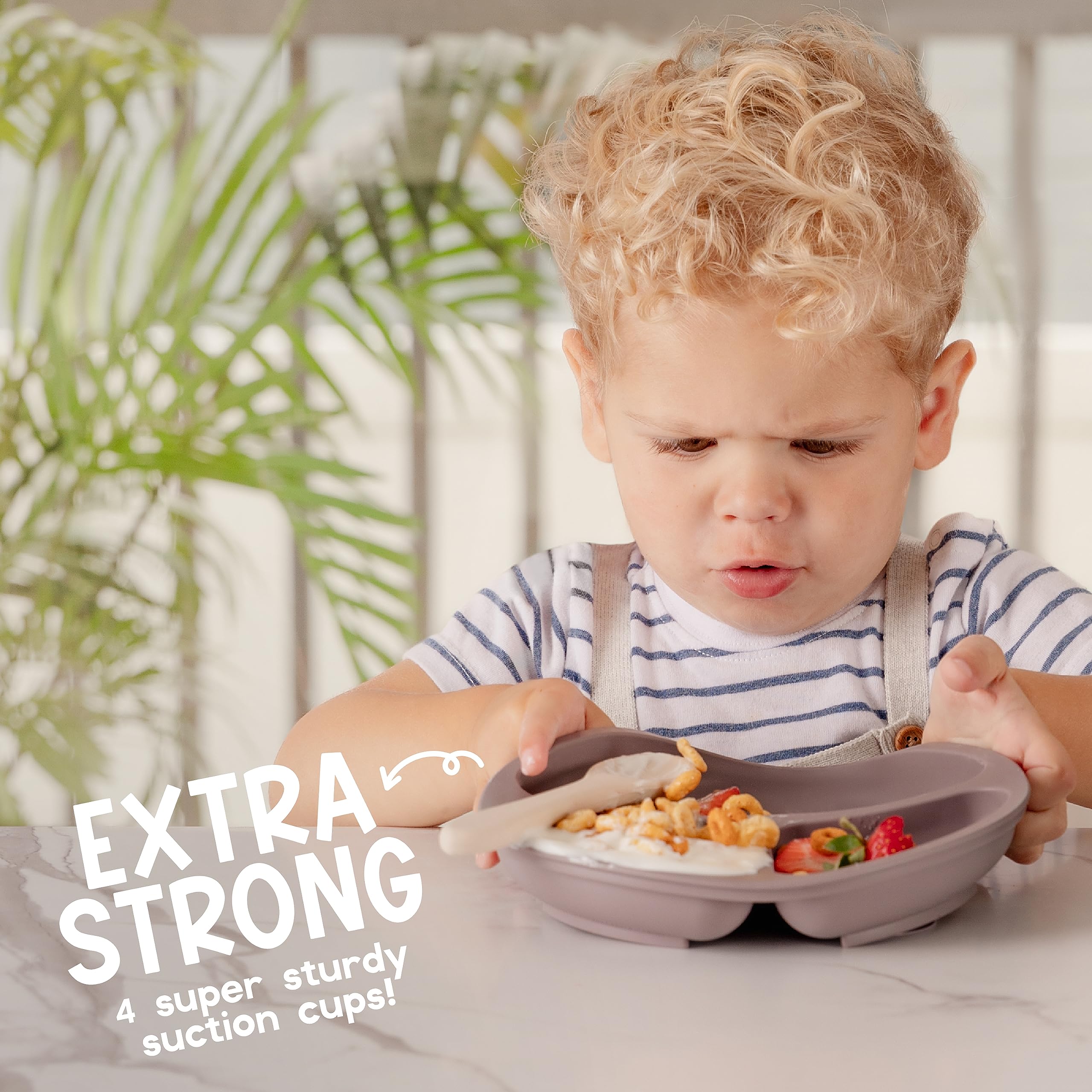 ChériKid suction plates four-suction detail prevents sliding during meals.