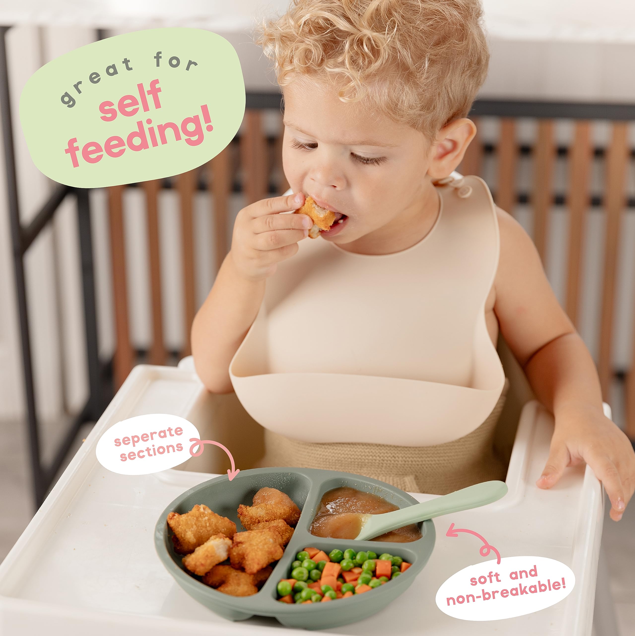 ChériKid plates travel-friendly lightweight silicone for meals on the go.
