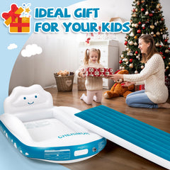 CHERIMOR toddler bed with safety bumpers used during travel.