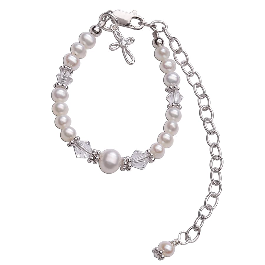 Cherished Moments Baptism Bracelet pearl detail accentuates luxury and heirloom-quality design