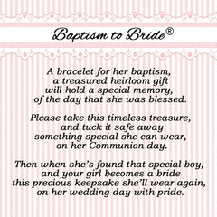 Cherished Moments Baptism Bracelet sterling silver close-up emphasizes safe, kid-friendly craftsmanship