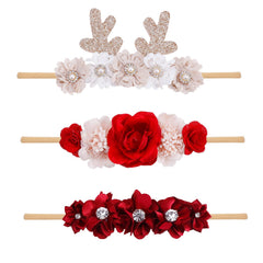 cherrboll baby flower headbands red set, gentle on newborn skin for daily outfits.