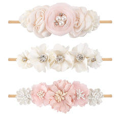 Cherrboll baby girl flower headbands set in soft nylon for gentle daily wear