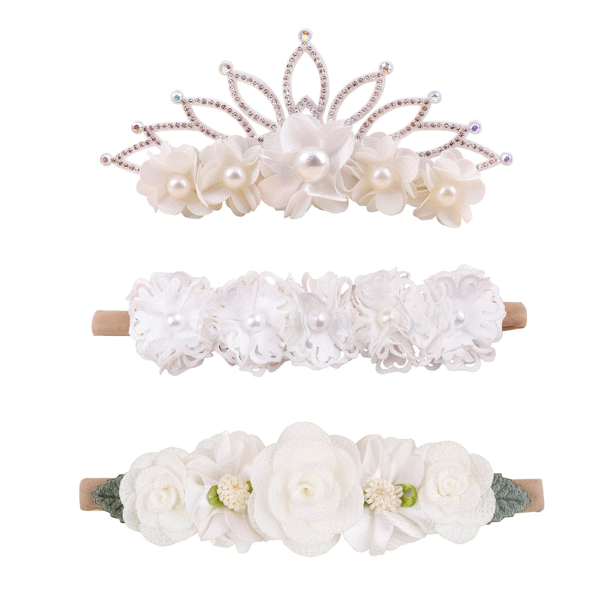 Cherrboll baby girl flower headband in soft nylon for gentle daily wear.
