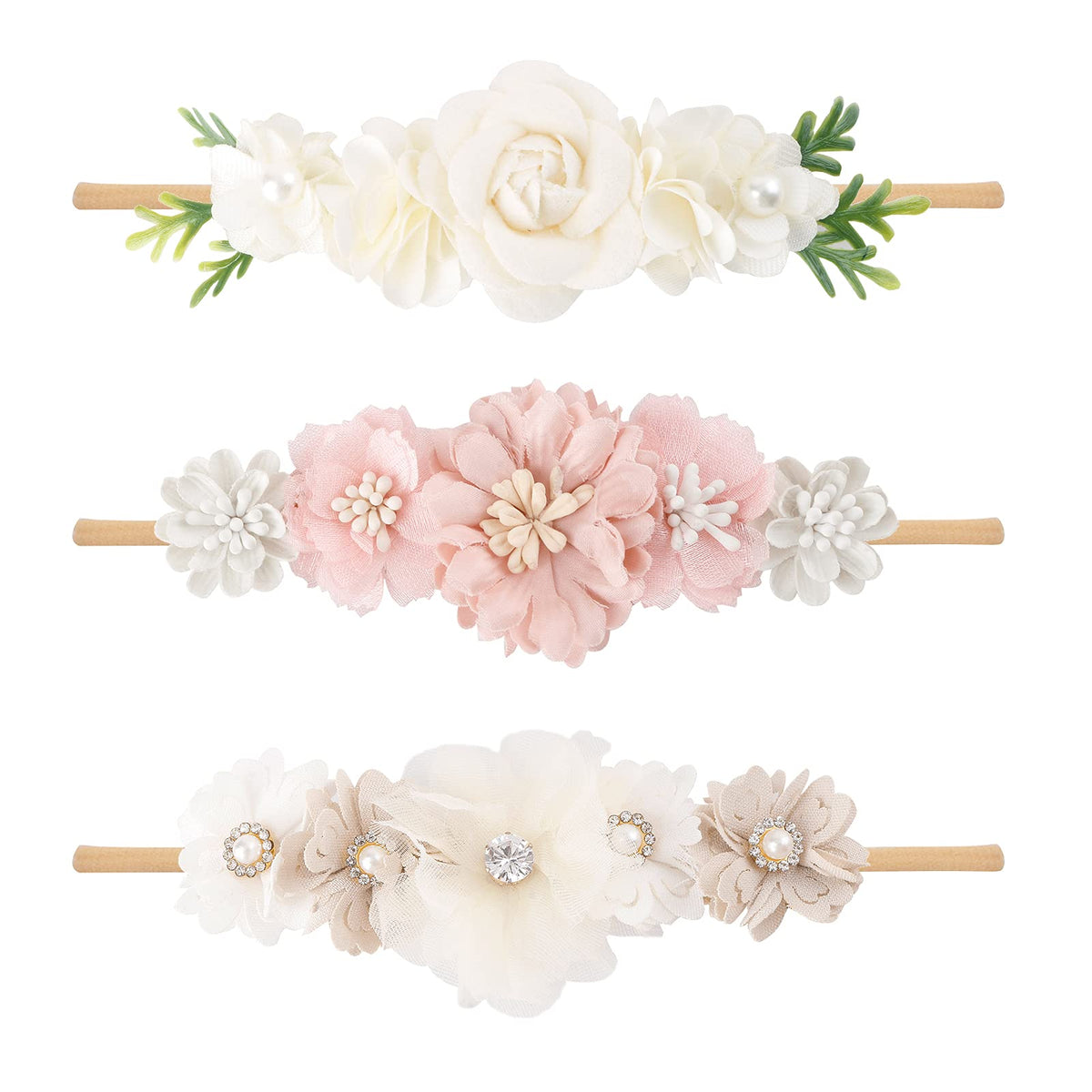 Cherrboll baby girl headbands flowers packaging set, perfect gift-ready bundle.