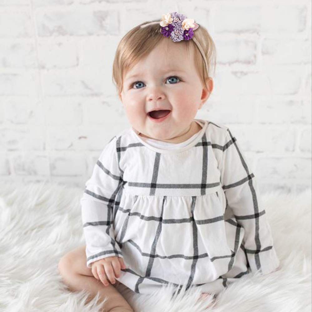 Cherrboll baby girl headband flower 04 — slip-free design minimizes red marks on baby's head.