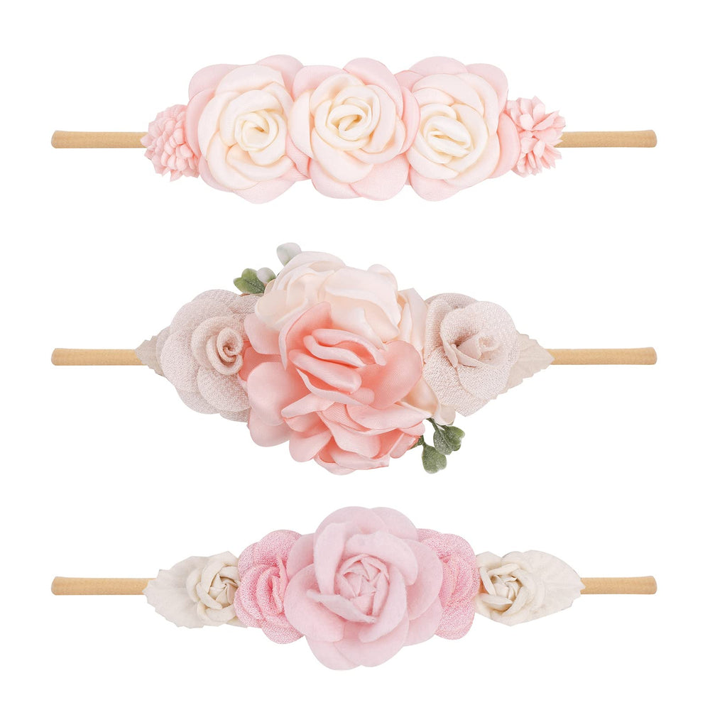 Cherrboll flower headbands set 1 in soft nylon for newborns, gentle and stretchy