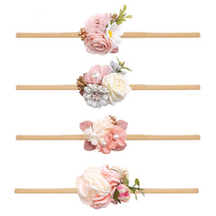 Cherrboll baby headbands flowers set variant 1 shows soft nylon ideal for sensitive skin.