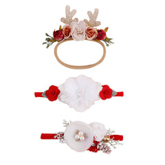 Cherrboll baby headbands flowers soft nylon 3-piece set offers gentle comfort for everyday wear.