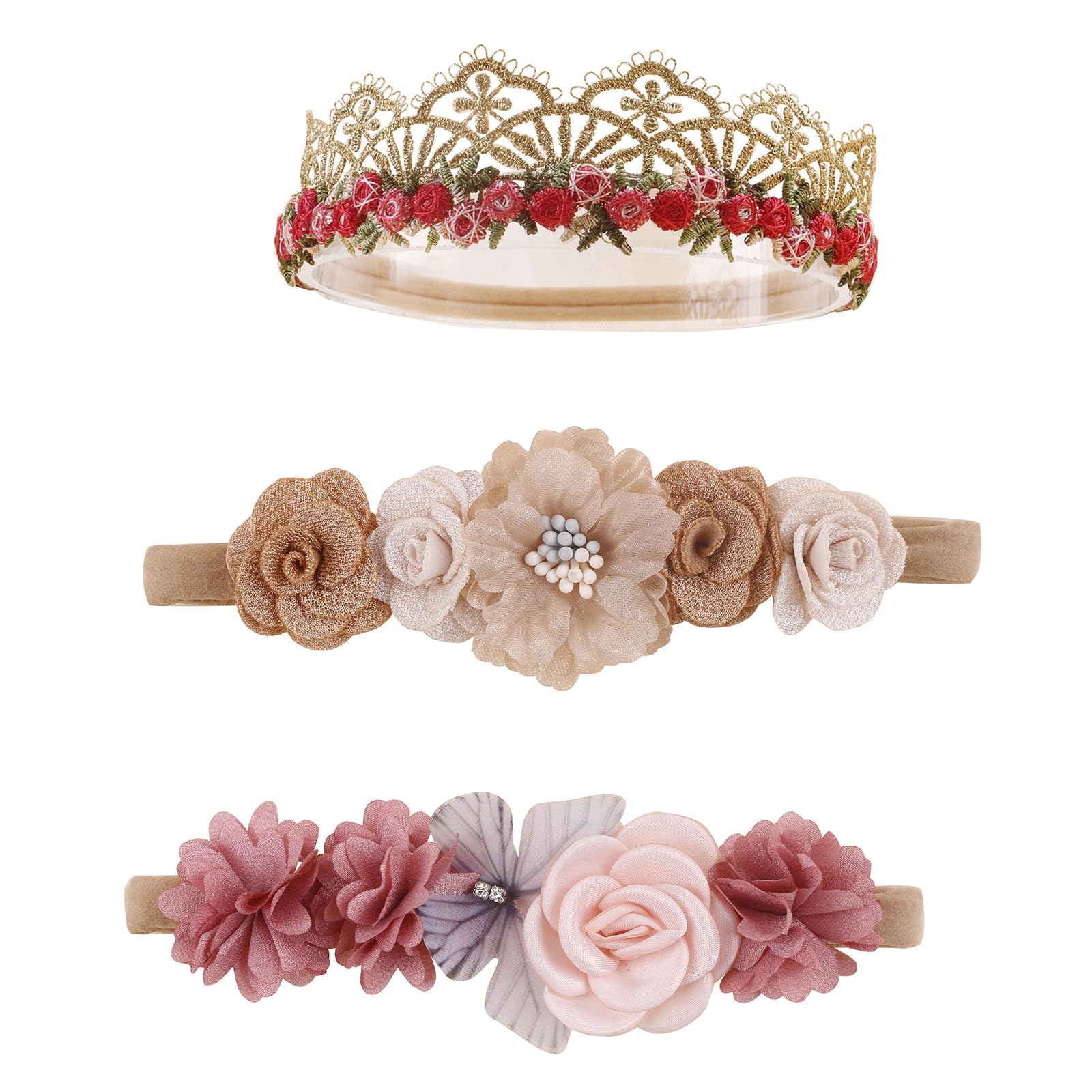 cherrboll baby headbands flowers soft nylon for gentle daily wear