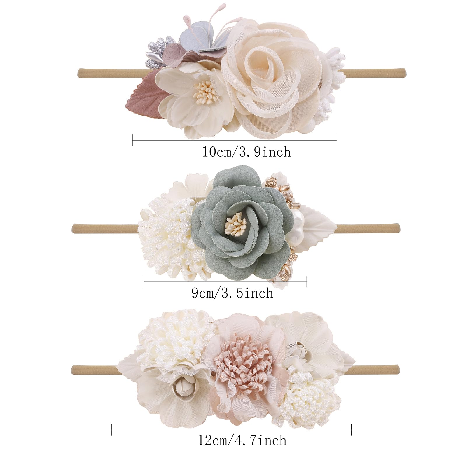 cherrboll stretchy nylon flower headbands provide secure fit from newborn to toddler